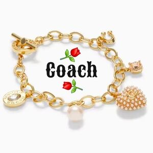 ⚘️Coach Heart Pearl Charm Bracelet